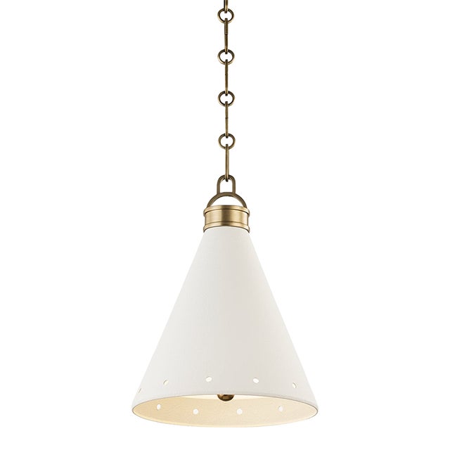 Hudson Valley Lighting Mark D. Sikes Plaster No.1 1-Light Small Pendant in Aged Brass, 10" For Sale