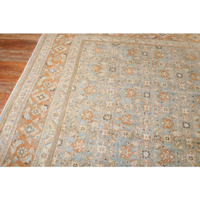 Antique Zabihi Collection Persian Tabriz Blue Orange Rug For Sale - Image 4 of 8