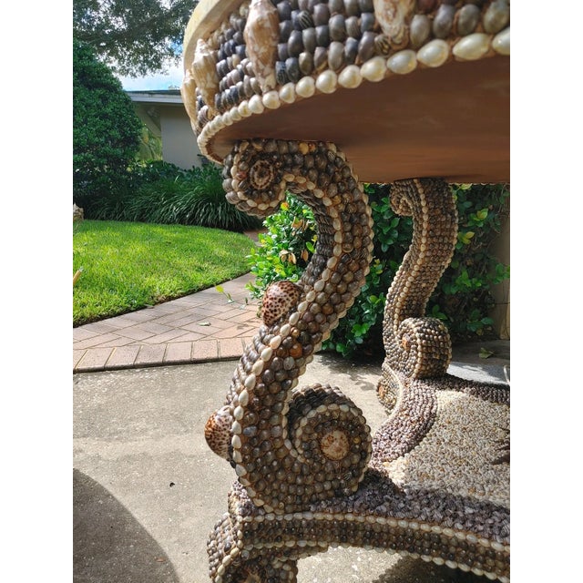 Custom Shell Covered Center Table | Chairish