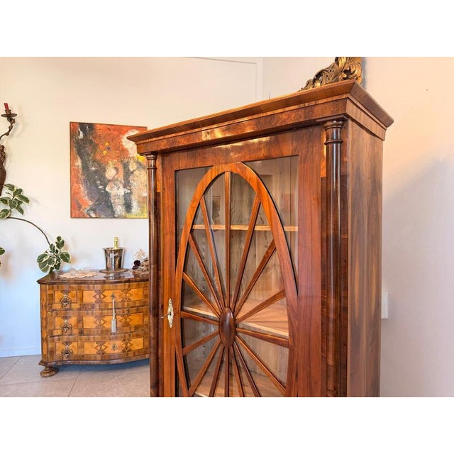 Biedermeier Sun-Shaped Display Cabinet in Walnut For Sale - Image 9 of 13