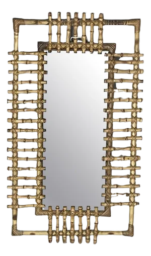 Rectangular Bamboo and Rattan Mirror, Italy, 1950s