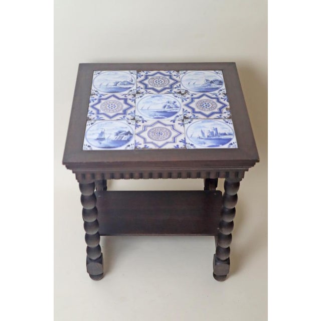 Art Deco Delft Oak Table with 18th-Century Tiles, 1930s For Sale - Image 12 of 13