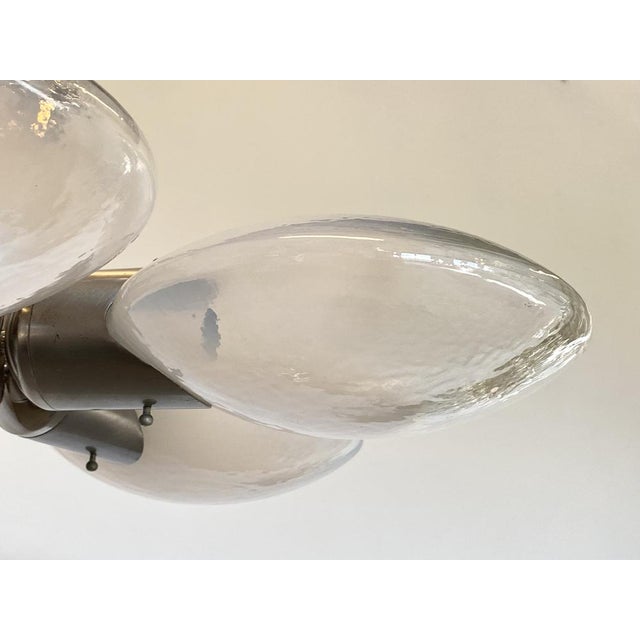 Metal Space Age Ceiling Light in Steel and Glass, 1970s For Sale - Image 7 of 16