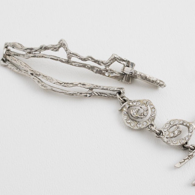 Silver Christian Lacroix Paris Silvered Necklace With Jeweled Brutalist Medallion For Sale - Image 8 of 13