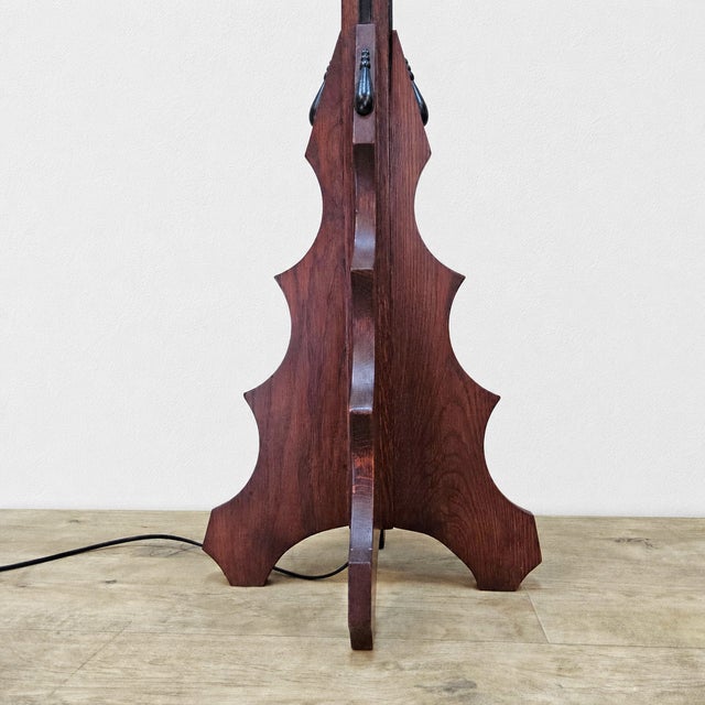 Brown Amsterdam School Stained Glass Floor Light, 1920s For Sale - Image 8 of 18