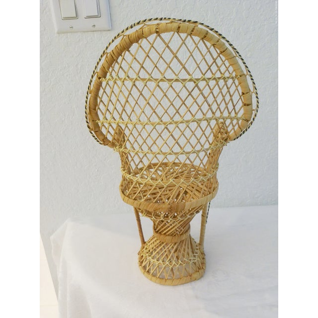 1970s 1970s Wicker Peacock Chair Plant Stand For Sale - Image 5 of 5