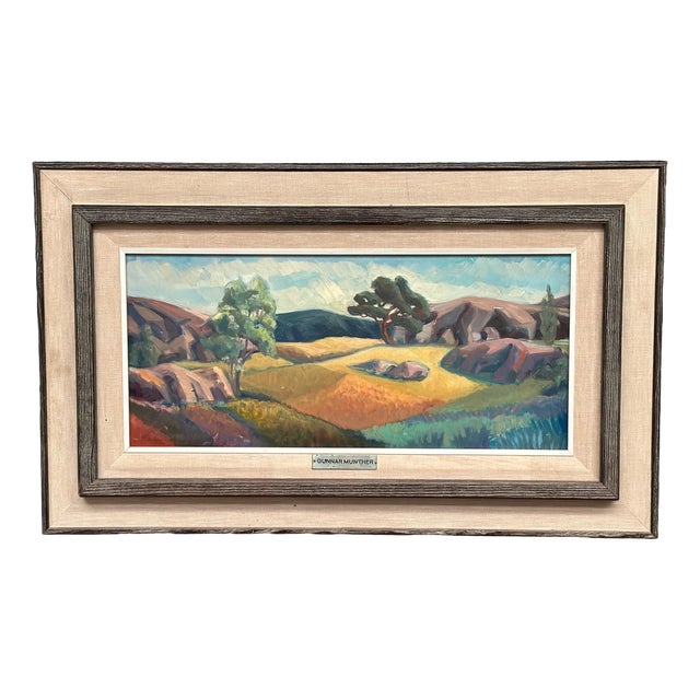 Gunnar Munther, Landscape, 1950s, Oil on Panel, Framed For Sale