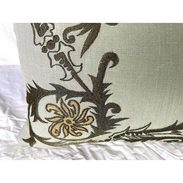 Greige Pair of Gold Embroidered Pillows For Sale - Image 8 of 9