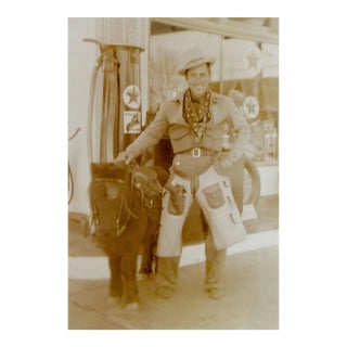 Vintage 1920s Silly Texaco Cowboy & Pony Gas Pump Station Photograph For Sale