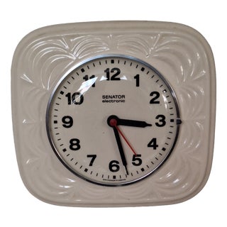 Vintage German Senator Wall Clock with White Ceramic Case by Junghans, 1970s For Sale