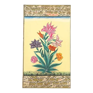 Late 19th Century Antique Indian Mughal Art Flower Painting From Mughal Monument