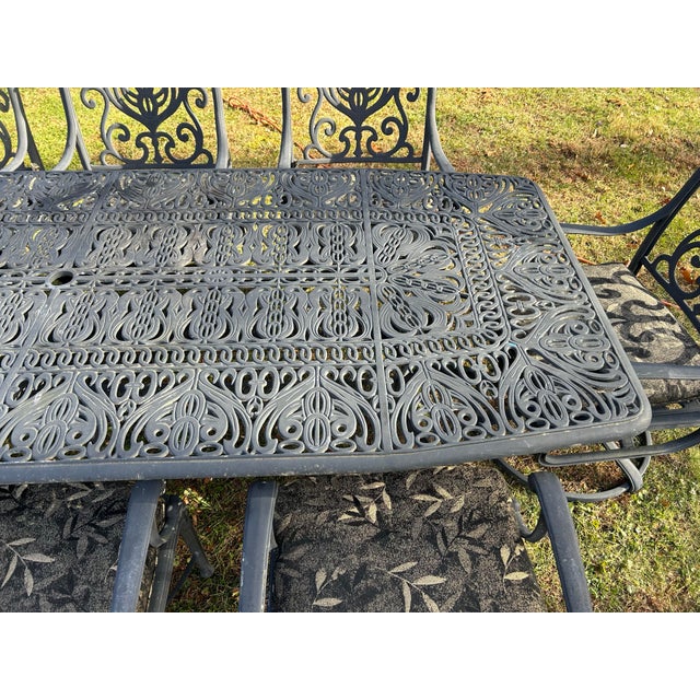 2010s Hanamint Patio Table & 8 Chairs with Umbrella Stand For Sale - Image 5 of 12