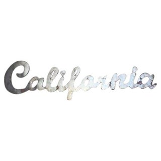 California Large Silver Metal Industrial Sign For Sale