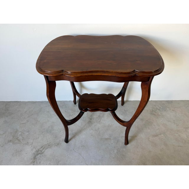 Antique Mahogany Two-Tier Serpentine Accent Table For Sale - Image 10 of 13