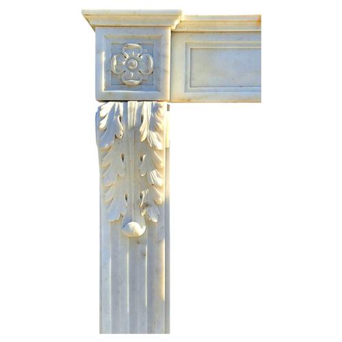 White Early 19th Century Fireplace in Italian Carrara Marble For Sale - Image 8 of 9