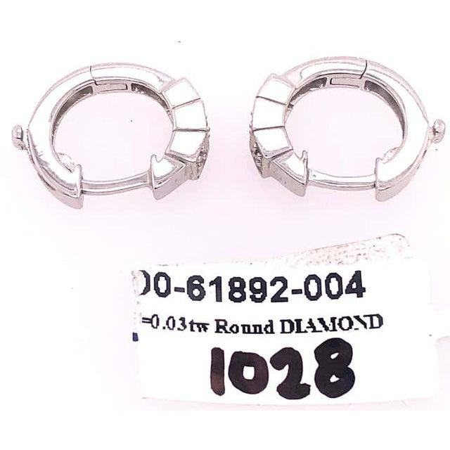 14 Karat White Gold and Diamond Small Hoop Earrings For Sale - Image 10 of 10