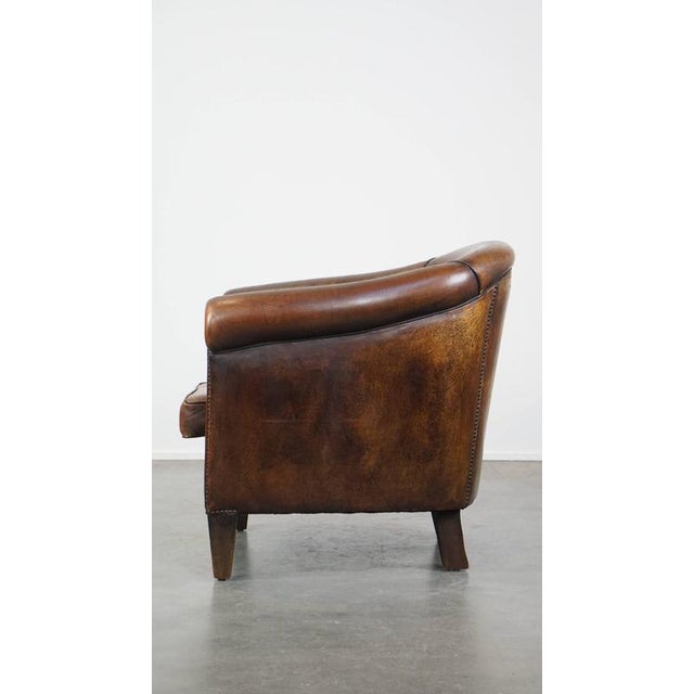 Vintage Club Chair in Cognac-Colored Sheep Leather For Sale - Image 5 of 17