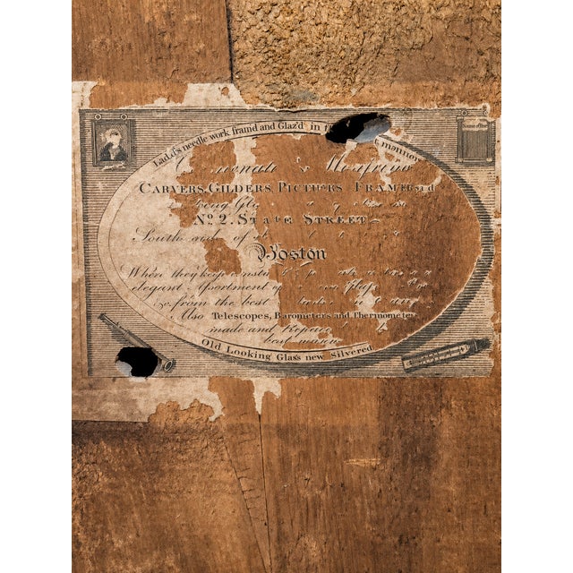 1810s Boston Federal Giltwood Mirror With Cady & Maunder Label and Eglomise Glass For Sale - Image 11 of 13