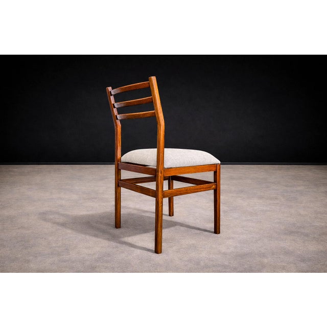 Set of 8 Chairs in Caviuna Wood & Linen, Alexandre Rapoport, 1960s For Sale - Image 4 of 13