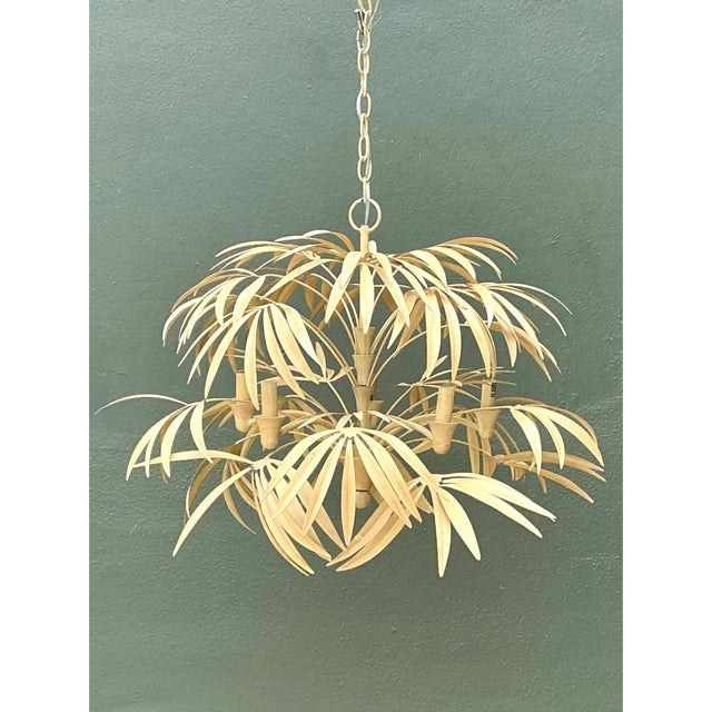 Vintage Currey and Company “Calliope” Palm Frond Chandelier For Sale - Image 12 of 12