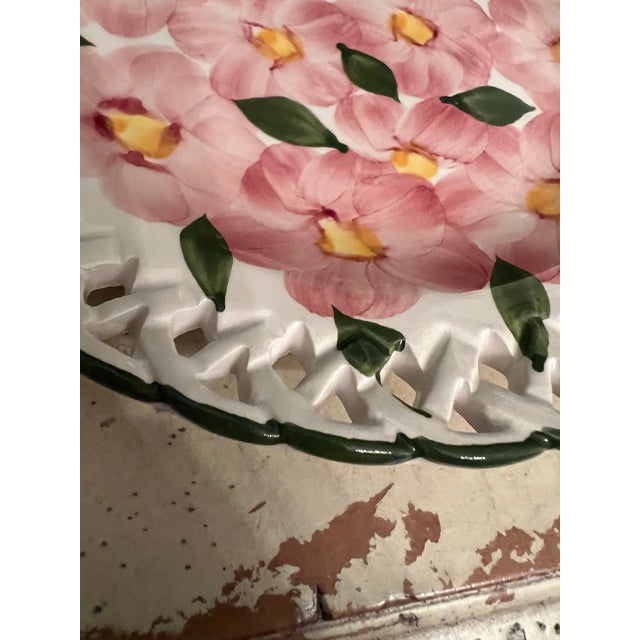 Casafina Handpainted Reticulated Majolica Dogwood Blossom Plates - Set of 3 For Sale In Jacksonville, FL - Image 6 of 9