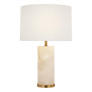AERIN by Visual Comfort Signature Lineham 16" Cordless Accent Lamp in Alabaster with Linen Shade For Sale