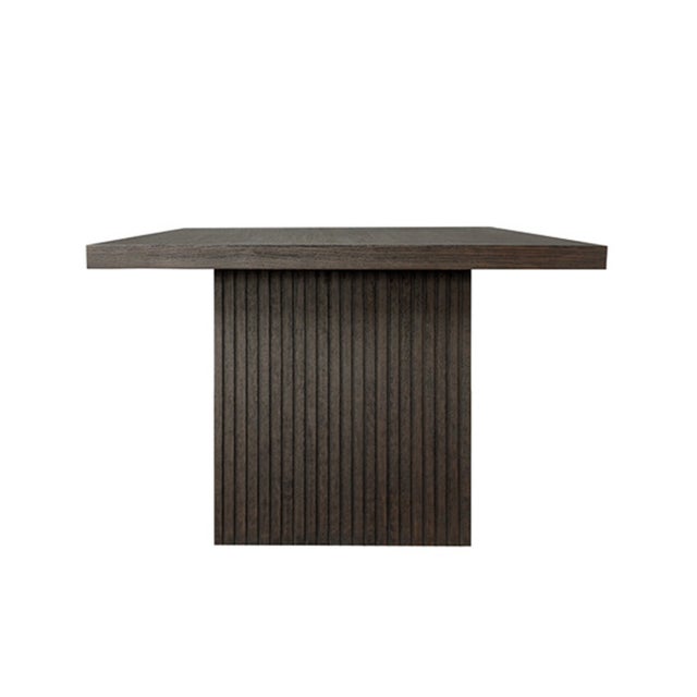 Worlds Away Matthew Izzo Home Patterson Espresso Oak Minimalist Plank Dining Table With Fluted Detail For Sale - Image 4 of 5