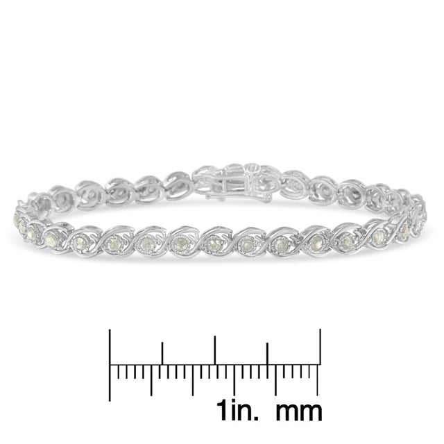 2020s .925 Sterling Silver 2 cttw Miracle Plate Set Diamond Spiral Link Bracelet (I-J Color, I3 Clarity) -7" For Sale - Image 5 of 7