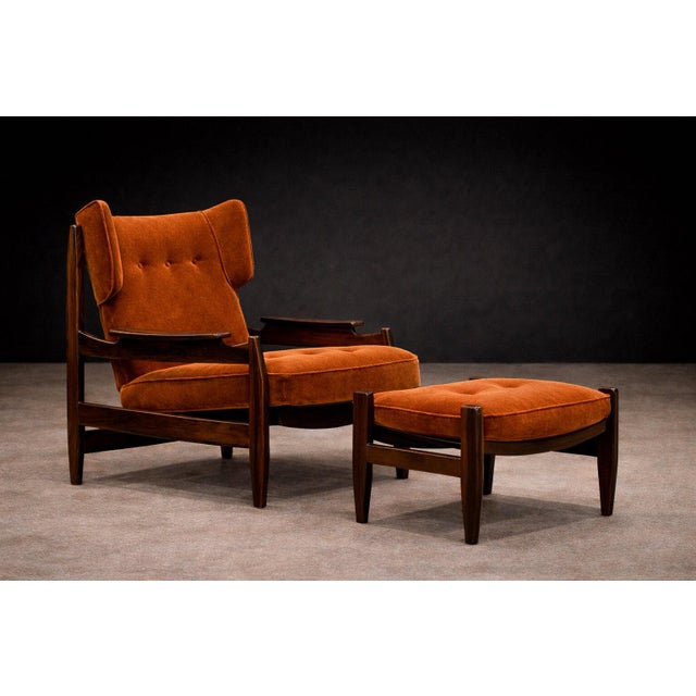 Alexandre Rapoport Brazilian Rosewood Armchair With Ottoman in Burnt Caramel Mohair, Brazil, 1960s For Sale - Image 10 of 17
