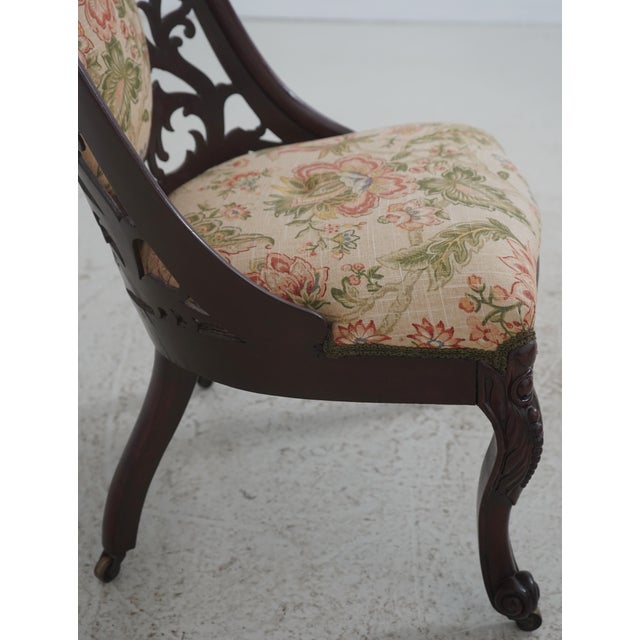 Brown Antique Victorian Belter Walnut Small Scale Accent Chair For Sale - Image 8 of 18