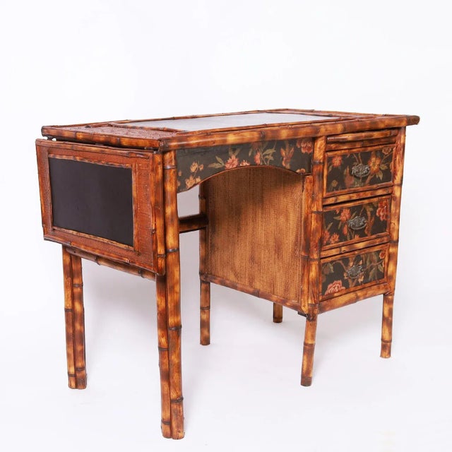 Wood English Bamboo Desk or Writing Table For Sale - Image 7 of 10