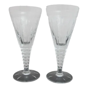 Stuart England Fine Crystal Stemware Oleta 7 5/8" Water Goblet Glass Set of 2