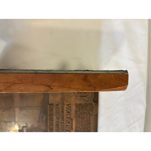Wood Antique Advertising Letterpress Printing Plates Mounted on Wood Blocks – Pair For Sale - Image 7 of 11