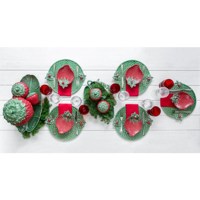 Hand painted Earthenware, Made Portugal. Strawberries is a perianal favorite in Bordallo Pinheiro family of nature...