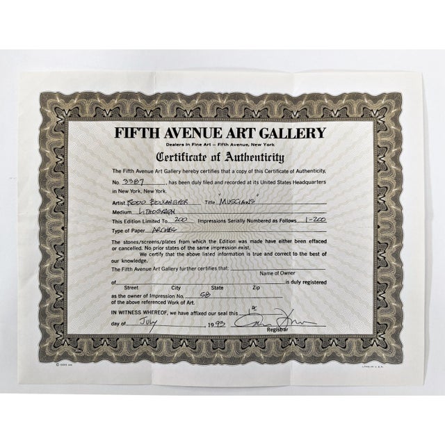 Vintage Original Graciela Rodo Boulanger Four Musicians Graphic Art Print For Sale - Image 11 of 13