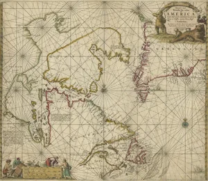 Antique Sea Chart of Hudson Bay and Arctic Canada by Van Keulen, 1681