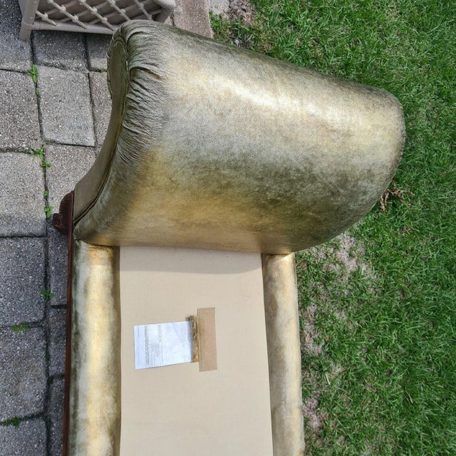 Animal Skin 1990s Ralph Lauren Scroll Arm Metallic Leather Clawfoot Kings Bench by Henredon Chaise For Sale - Image 7 of 12