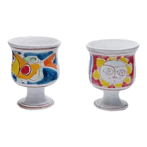 Mid-Century DeSimone of Italy Ceramic Glasses Cups Chalices- a Pair