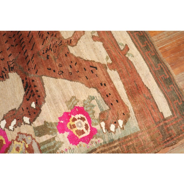 Textile Rare Room size Lion Turkish Rug Dated 1903 For Sale - Image 7 of 18