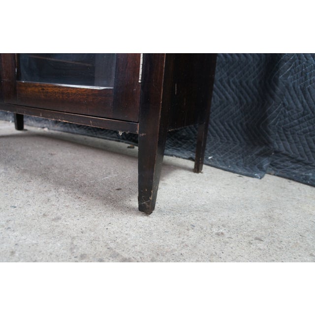 Brown Antique Novelty Wood Works Co. Mission Style Mahogany Bookcase Display Cabinet For Sale - Image 8 of 14