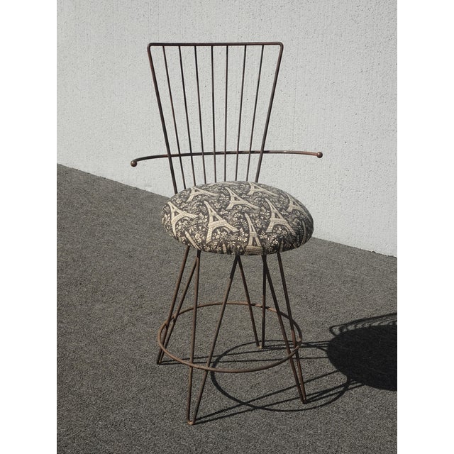 Metal Vintage Mid Century Rustic Black Metal Vanity Side Chair For Sale - Image 7 of 12