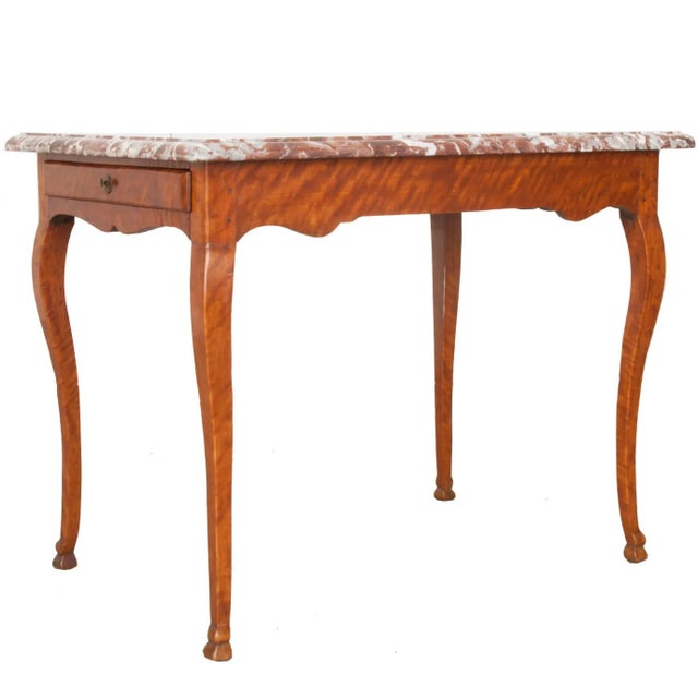 French 19th Century Birch Writing Table With Red Marble Top For Sale - Image 11 of 11