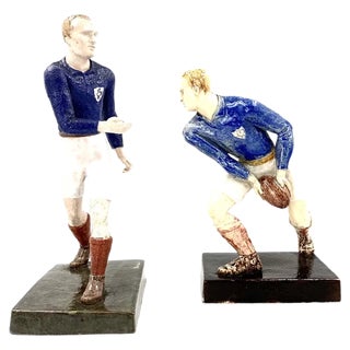 Rugby Players Sculptures by Willy Wuilleumier for G.A.M., France, 1940, Set of 2 For Sale