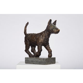 Dominik Albinski, Polish Modernist PUPPY DOG Bronze Expressionist Art Sculpture For Sale