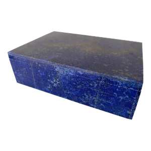 Early 21st Century Hand Carved Lapis Lazuli Mosaic & Marble Interior Jewelry Box