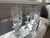 Hollywood Regency 1950s Set of 6 Vintage Etched Crystal Champagne Glasses For Sale - Image 3 of 5