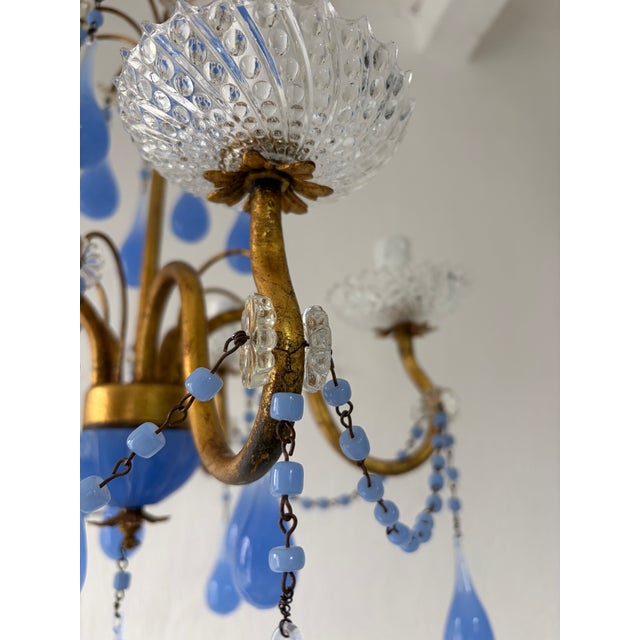 Lavender Purple Opaline Drops Beads French One of a Kind Chandelier Rare For Sale - Image 6 of 10