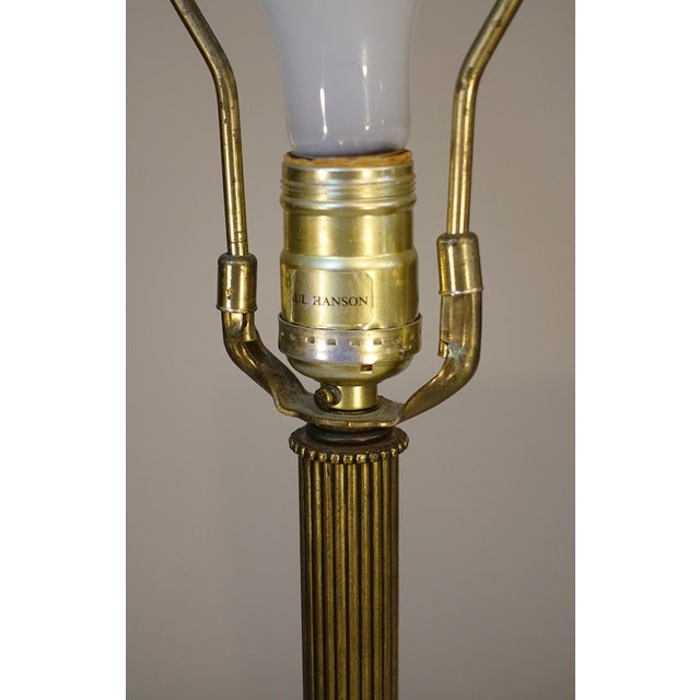 Xlarge Paul Hanson Neoclassical Modern Hollywood Regency Bisque Ceramic Marble Brass Table Lamp 1960's Italy For Sale - Image 12 of 13