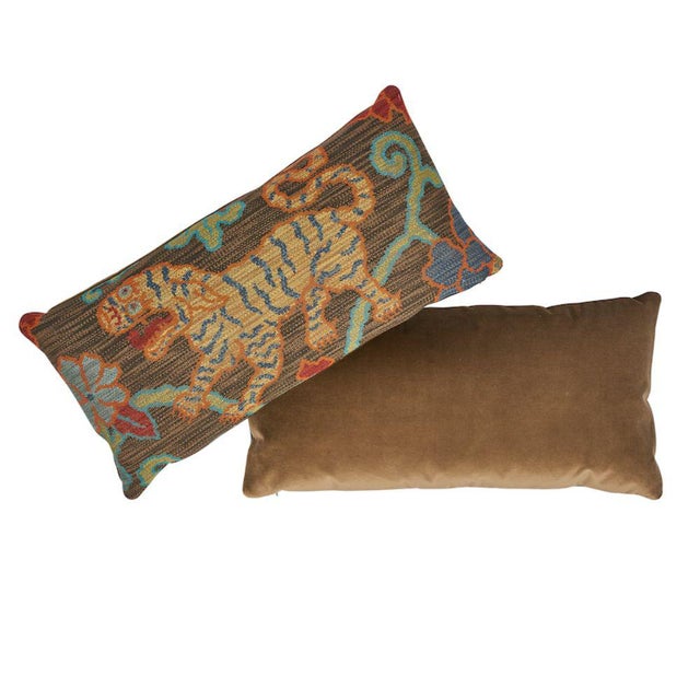 Boho Chic Schumacher Tan Khotan Weave Pillow For Sale - Image 3 of 6
