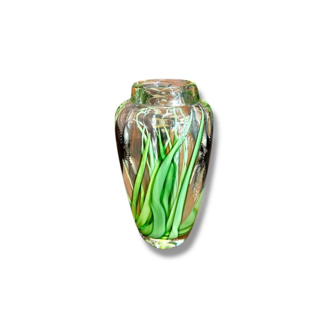 Mid-Century Modern Orient & Flume Blown Glass Angelfish Vase For Sale - Image 3 of 5